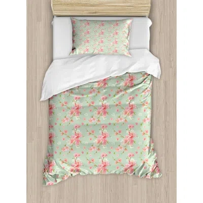 Ambesonne Shabby Elegance Retro Spring Blossom Flowers With French Garden Florets Garland Artisan Image Duvet 