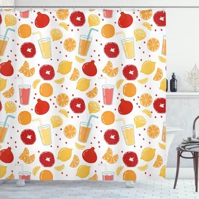 Ambesonne Shower Curtain Set + Hooks In Apricot Ruby