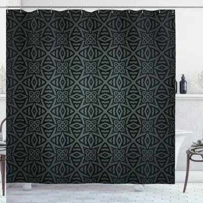 Ambesonne Shower Curtain Set + Hooks In Black Gray Floral
