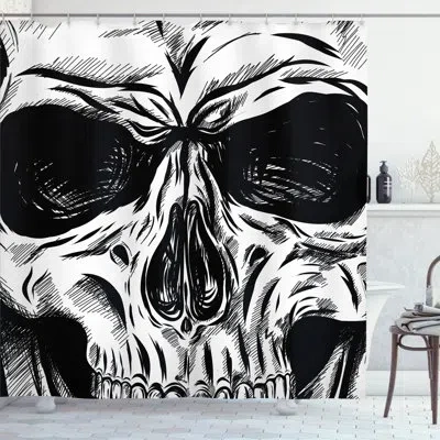 Ambesonne Shower Curtain Set + Hooks In Black White