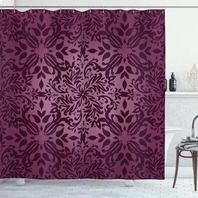 Ambesonne Shower Curtain Set + Hooks In Dark Magenta