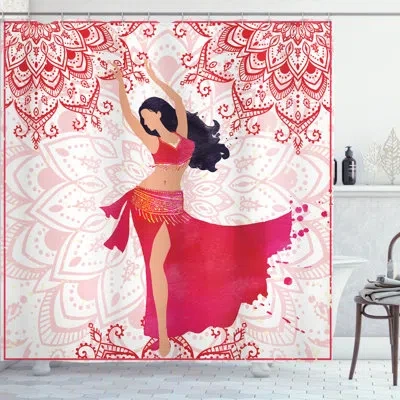 Ambesonne Shower Curtain Set + Hooks In Pink Vermilion