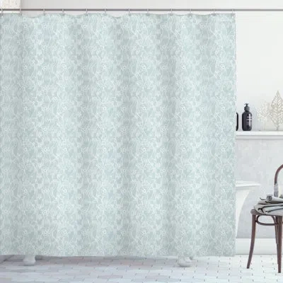 Ambesonne Shower Curtain Set + Hooks In Seafoam And White