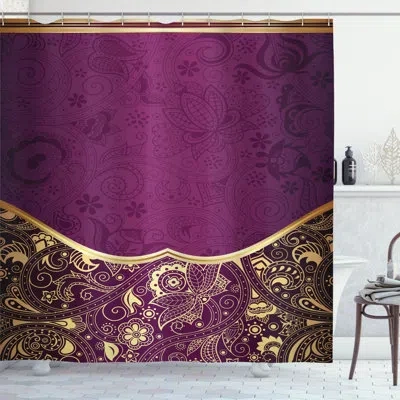 Ambesonne Shower Curtain With Hooks Included In Purple Gold