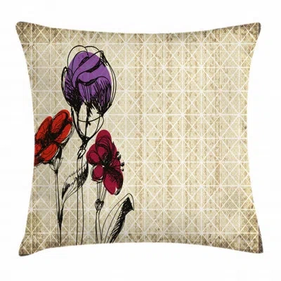 Ambesonne Sketchy Flower Petals With Grunge Indoor/outdoor 28" Throw Pillow Cover