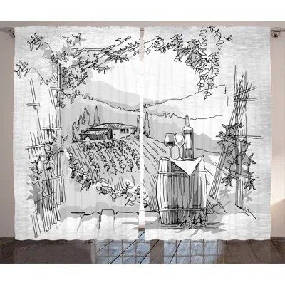 Ambesonne Sketchy Semi-sheer Rod Pocket Curtain Panels