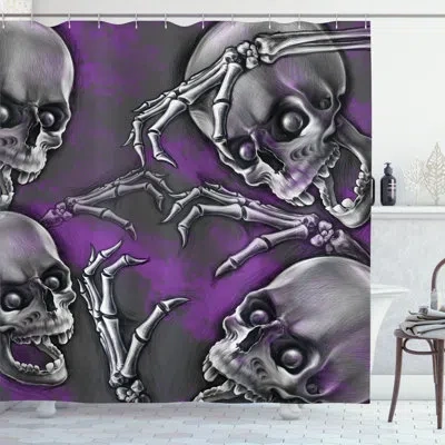 Ambesonne Skull Scary Creepy Spooky Happy Smiling Skeleton With Boned Hand Art Print Single Shower Curtain