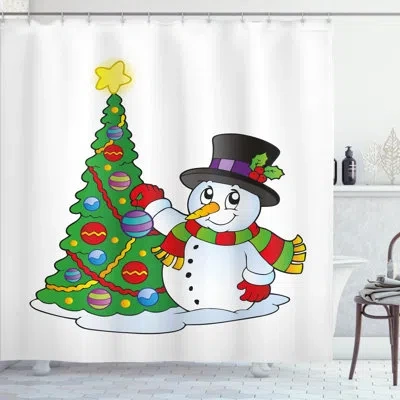 Ambesonne Snowman Shower Curtain Set + Hooks