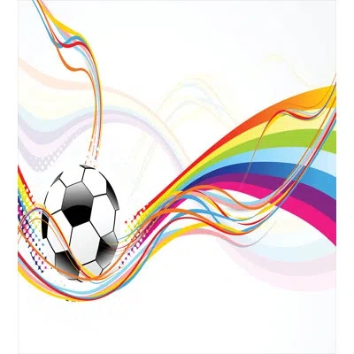 Ambesonne Soccer Duvet Cover Set, Rainbow Pattern Line, Twin, Multicolor In Blue;black;pink