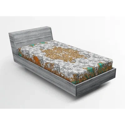 Ambesonne Soccer Floral / Flower Fitted Sheet In Blue;brown;gray