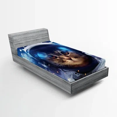 Ambesonne Space Cat Fitted Sheet 2-pack Felline Astronaut Multicolor