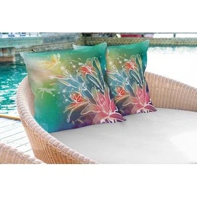 Ambesonne Spring Digital Lilacs Dragonfly Square Pillow Cover