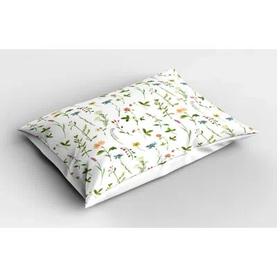 Ambesonne Spring Floral Sham In White;green