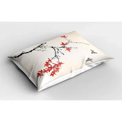 Ambesonne Spring Japanese Sham In Black;gray;red