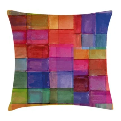 Ambesonne Square Shapedblurry Hazy Effects Watercolor Design Checkered Indoor / Outdoor 26" Throw Pillow Cover
