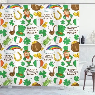 Ambesonne St. Patrick's Day Irish Party Pattern Beer Leprechaun Flag Hearts Rainbow Gold And Shamrock Single S