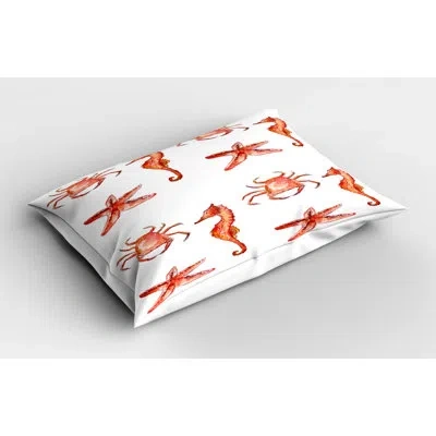 Ambesonne Starfish Nautical Sham In Dark Coral;salmon