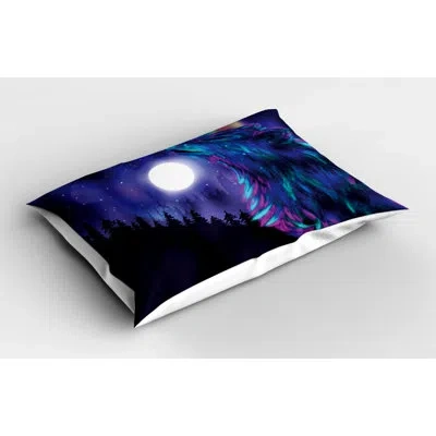 Ambesonne Starry Moon Sham In Blue;black;pink