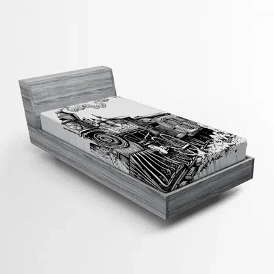 Ambesonne Steam Engine Fitted Sheet In Black