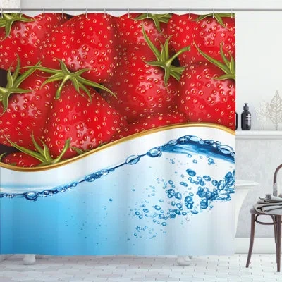 Ambesonne Strawberry Shower Curtain Set + Hooks