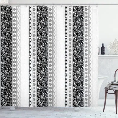 Ambesonne Striped Shower Curtain With Hooks Included In Black Coconut