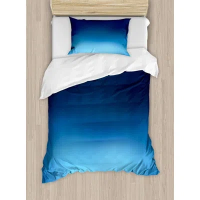 Ambesonne Style Deep Sea Ocean Underwater Themed Digital Colored Graphic Design Art Print Duvet Cover Set In Blue