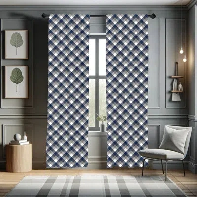 Ambesonne Tartan Geometric Semi-sheer Rod Pocket Curtain Panels