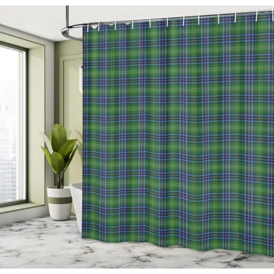 Ambesonne Tartan Shower Curtain Set + Hooks In Green