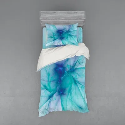 Ambesonne Teal/blue Microfiber Modern & Contemporary Duvet Cover Set In Teal,blue