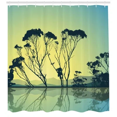 Ambesonne Tree Shower Curtain Set + Hooks In Yellow Blue