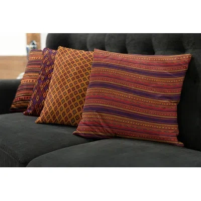 Ambesonne Tribal Folkloric Forms Shapes 4 Piece Square Pillow Cover Set