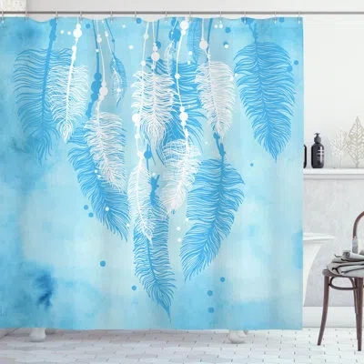 Ambesonne Tribal Shower Curtain Set + Hooks In Blue White