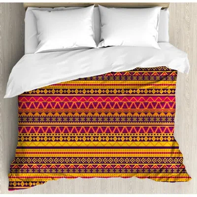 Ambesonne Tribal Vector Ethnic Style Indian Native American Inspired Image With Geometric Borders Duvet Cover 