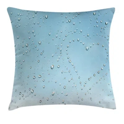 Ambesonne Turquoise Throw Pillow Cushion Cover, Heart Shape Rain Droplets On Crystal Clear Window Glass Pure L