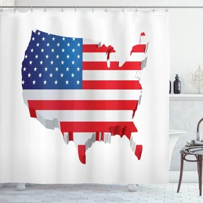 Ambesonne Usa Shower Curtain Old Glory Theme Patriotic 3d Vermilion Night Blue In Blue;white;red