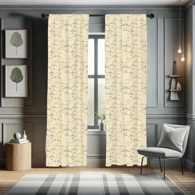 Ambesonne Vintage Airplane 2 Panel Curtain Set, Transportation Vacation Themed Hand Drawn Commercial Airplane 