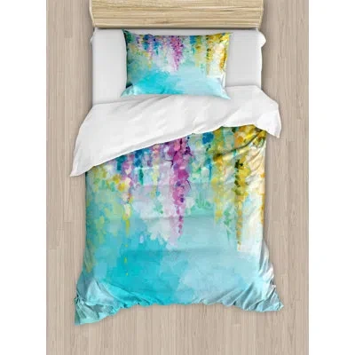 Ambesonne Watercolor Flower Home Watercolor Flower Home Ivy Romantic And Inspiring Landscape Spring Floral Art In Blue,yellow