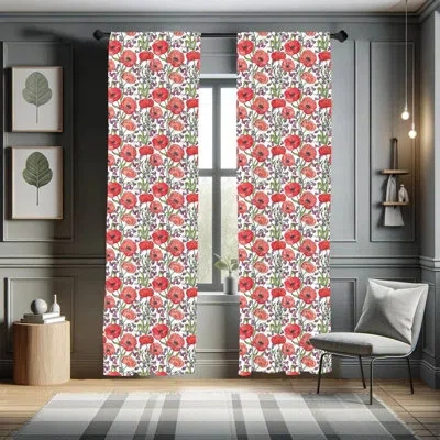 Ambesonne Watercolor Flowers Semi-sheer Rod Pocket Curtain Panels
