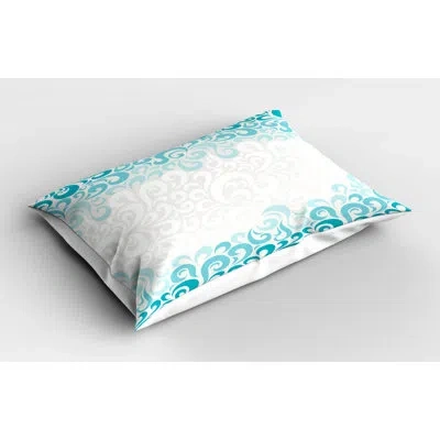 Ambesonne White/teal Polyester Microfiber Piece Sham In White;teal