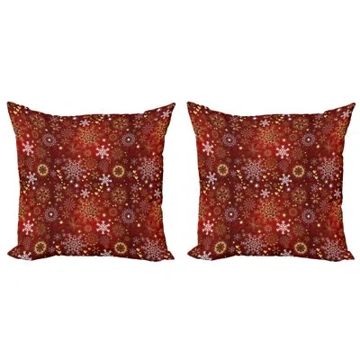 Ambesonne Winter Decorative Throw Pillow Case Pack Of 2, Old Fashioned Christmas Hearts And Swirls Vintage Com