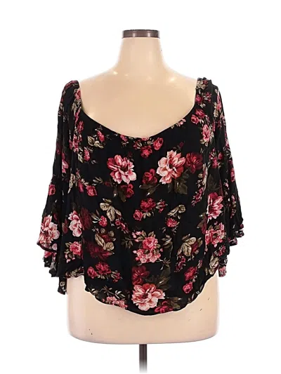 Pre-owned Ambiance 3/4 Sleeve Blouse In Black