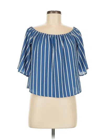 Pre-owned Ambiance 3/4 Sleeve Blouse In Blue