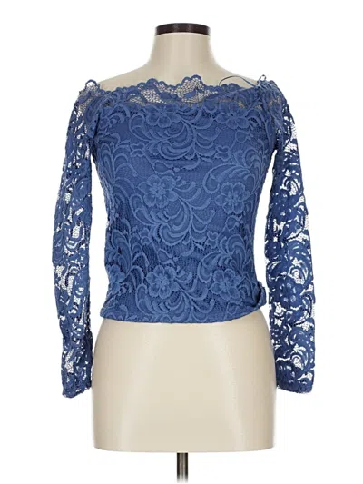 Pre-owned Ambiance 3/4 Sleeve Blouse In Blue
