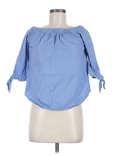 Pre-owned Ambiance 3/4 Sleeve Blouse In Blue