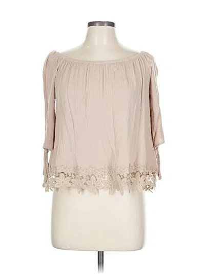 Pre-owned Ambiance 3/4 Sleeve Blouse In Brown