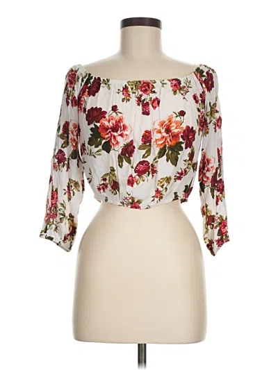 Pre-owned Ambiance 3/4 Sleeve Blouse In White