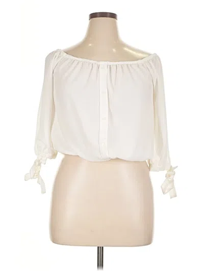Pre-owned Ambiance 3/4 Sleeve Blouse In White