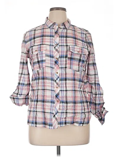 Pre-owned Ambiance 3/4 Sleeve Button Down Shirt In Pink