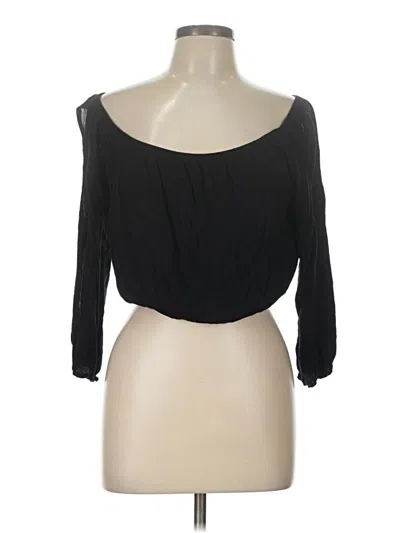 Pre-owned Ambiance 3/4 Sleeve Top Black Off The Shoulder Neckline Tops