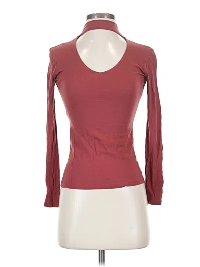 Pre-owned Ambiance 3/4 Sleeve T-shirt In Burgundy